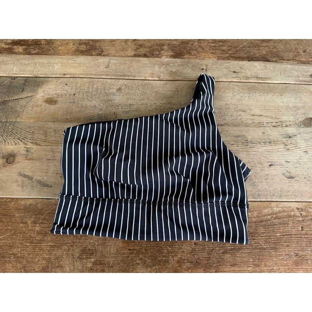 VSX Victoria's Secret Black Stripe MEDIUM One Shoulder Sport Bra